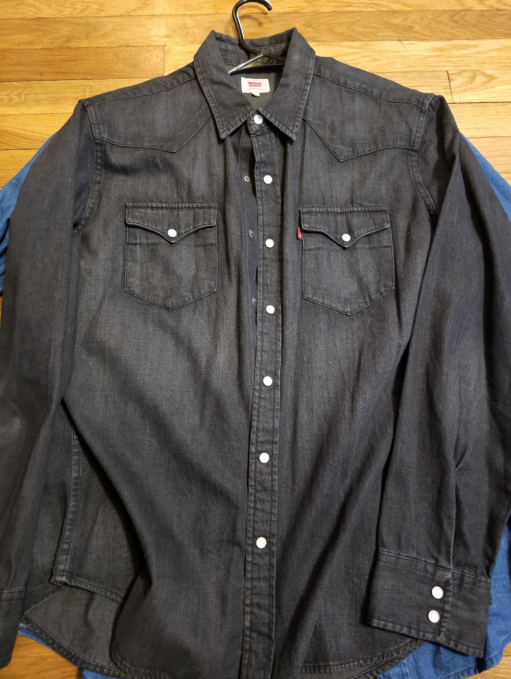 Levi's Black Western Snap-Front Denim Shirt with Chest Pockets